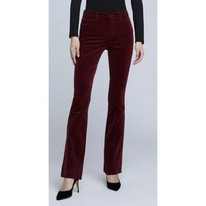 L’Agence Womens Stevie Velvet Jeans Size 25 High Rise Flare Black Cherry